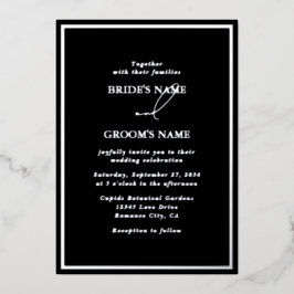 Invitación Con Relieve Metalizado Real Relieve metalizado plateado Boda moderno negr