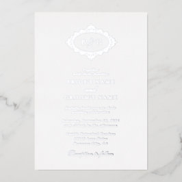 Invitación Con Relieve Metalizado Real Relieve metalizado plateado Wreath Elegante B