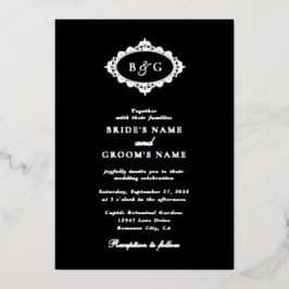 Invitación Con Relieve Metalizado Real Relieve metalizado plateado Wreath Elegante B