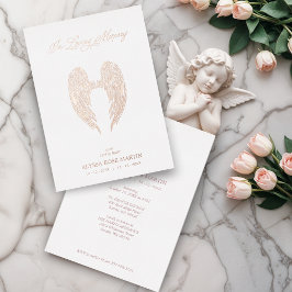 Invitación Con Relieve Metalizado Real Rose Gold Fancy Angel Wings Metallic