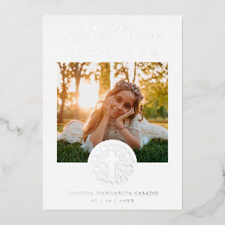 Invitación Con Relieve Metalizado Real Silver Romantic Floral Wreath Photo