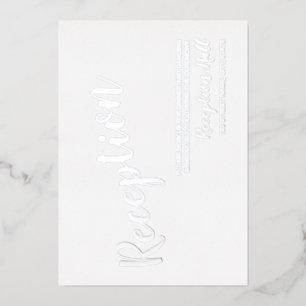 Invitación Con Relieve Metalizado Recepción de Boda con Letra Moderna Plateada