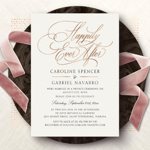 Invitación Con Relieve Metalizado Recepción de Boda de Felices para Siempre Invitaci