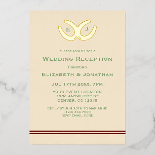 Invitación Con Relieve Metalizado Recepción de boda de herraduras occidentales