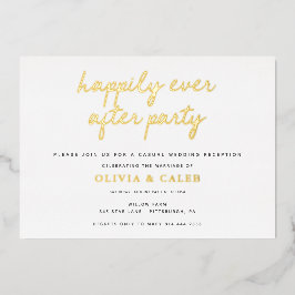 Invitación Con Relieve Metalizado Recepción de Boda Felices para Siempre 