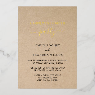 Invitación Con Relieve Metalizado Recepción de Boda Rústica Dorada Moderna y Elegant