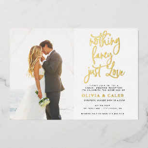 Invitación Con Relieve Metalizado Recepción de Boda Sin Adornos Solo Amor