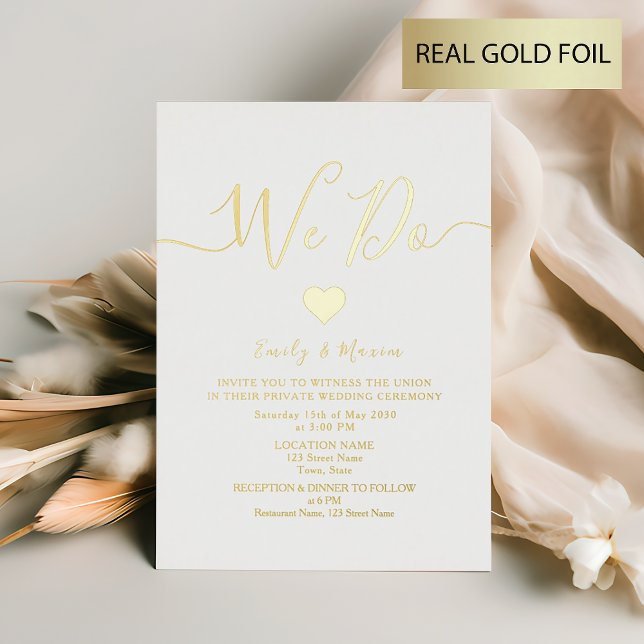 Invitación Con Relieve Metalizado Recepción de Bodas Blancas y Oro (Subido por el creador)