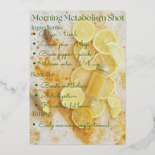 Invitación Con Relieve Metalizado Receta de Shot de Ginger Lemon Detox Turmeric