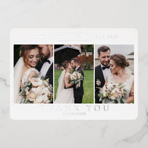 Invitación Con Relieve Metalizado Recién casados 3 Foto Agradecimiento de Boda Plata