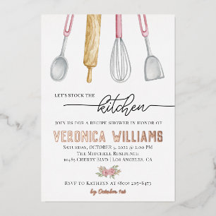 Invitación Con Relieve Metalizado Recipe Bridal Shower