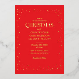 Invitación Con Relieve Metalizado Red Christmas Holiday Luxury Real