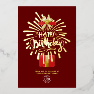 Invitación Con Relieve Metalizado Regalo de Logotipo Fuegos Artificiales Burdeos Cum