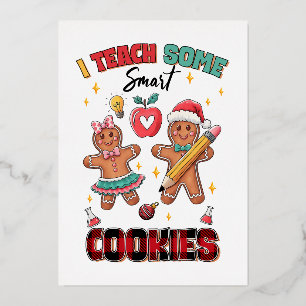 Invitación Con Relieve Metalizado Regalo para Maestro Enseño a Algunas Galletas In