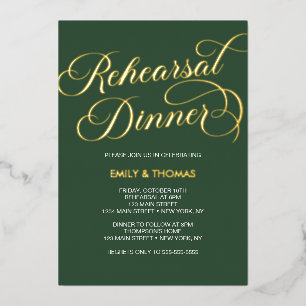 Invitación Con Relieve Metalizado Rehearsal dinner