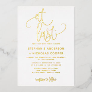 Invitación Con Relieve Metalizado Relieve metalizado Al Último Boda De Tipografía De