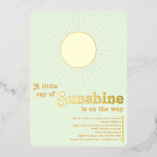 Invitación Con Relieve Metalizado Relieve metalizado Baby Shower Sunshine Green Gold