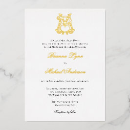 Invitación Con Relieve Metalizado Relieve metalizado BM Monograma MB Invitación a mo
