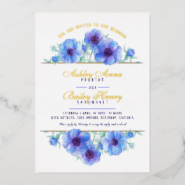 Invitación Con Relieve Metalizado Relieve metalizado boda de color azul anemónico fl