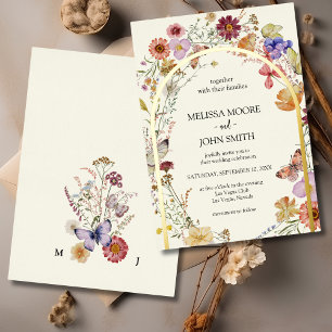 Invitación Con Relieve Metalizado Relieve metalizado Boda de flores silvestres