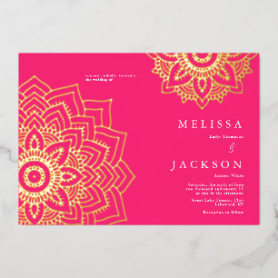 Invitación Con Relieve Metalizado Relieve metalizado Boda de oro de color rosa Delic