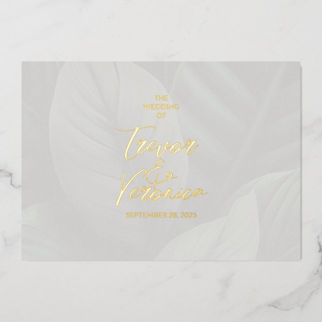 Invitación Con Relieve Metalizado Relieve metalizado boda Moda tropical (Anverso)