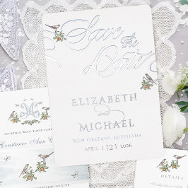 Invitación Con Relieve Metalizado Relieve metalizado de Aves Amores Salve La Fecha