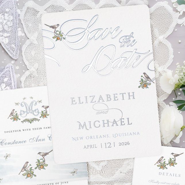 Invitación Con Relieve Metalizado Relieve metalizado de Aves Amores Salve La Fecha (Subido por el creador)