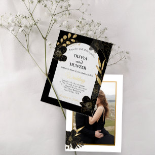 Invitación Con Relieve Metalizado Relieve metalizado de Boda de fotografía floral mo
