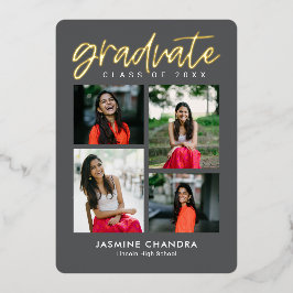 Invitación Con Relieve Metalizado Relieve metalizado de color editable I de graduaci