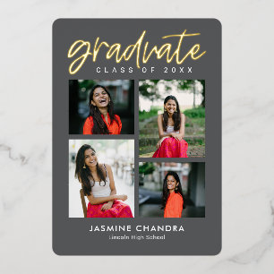 Invitación Con Relieve Metalizado Relieve metalizado de color editable I de graduaci