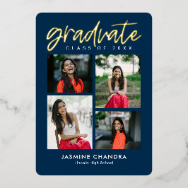 Invitación Con Relieve Metalizado Relieve metalizado de color editable I de graduaci