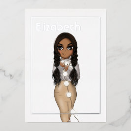 Invitación Con Relieve Metalizado Relieve metalizado de cumpleaños de Navidades afro