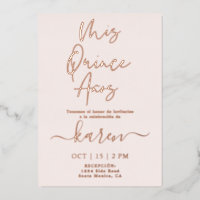Relieve metalizado de invitación de Quinceañera al