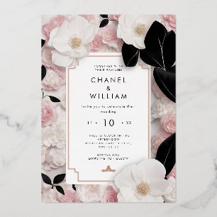 Invitación Con Relieve Metalizado Relieve metalizado de lujo inspirado en Chanel Inv