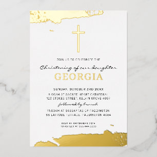 Invitación Con Relieve Metalizado RELIEVE METALIZADO de oro de CRISTENCIA MODERNA de