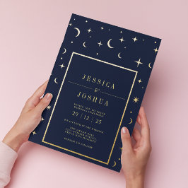 Invitación Con Relieve Metalizado Relieve metalizado de oro de la Estrella Azul de l