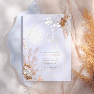 Invitación Con Relieve Metalizado Relieve metalizado de oro rosa           Boho Pamp