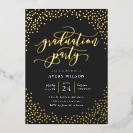 Invitación Con Relieve Metalizado Relieve metalizado del Confetti Elegant Script Gra
