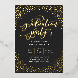 Invitación Con Relieve Metalizado Relieve metalizado del Confetti Elegant Script Gra