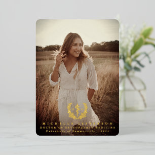 Invitación Con Relieve Metalizado Relieve metalizado DO Asclepius Graduación Foto In