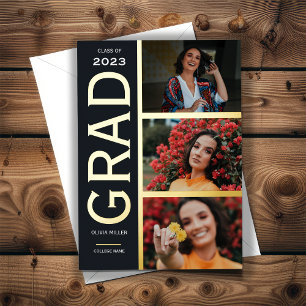 Invitación Con Relieve Metalizado Relieve metalizado dorado 3 Invitación de graduaci