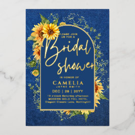 Invitación Con Relieve Metalizado RELIEVE METALIZADO DORADO Azul girasol BRIDAL DUCH