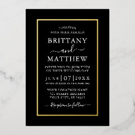 Invitación Con Relieve Metalizado Relieve metalizado dorado blanco negro moderno y e