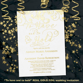 Invitación Con Relieve Metalizado Relieve metalizado dorado Blanco Real De Tener Que