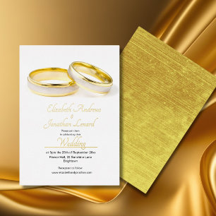 Invitación Con Relieve Metalizado Relieve metalizado dorado boda Anillos elegantes s