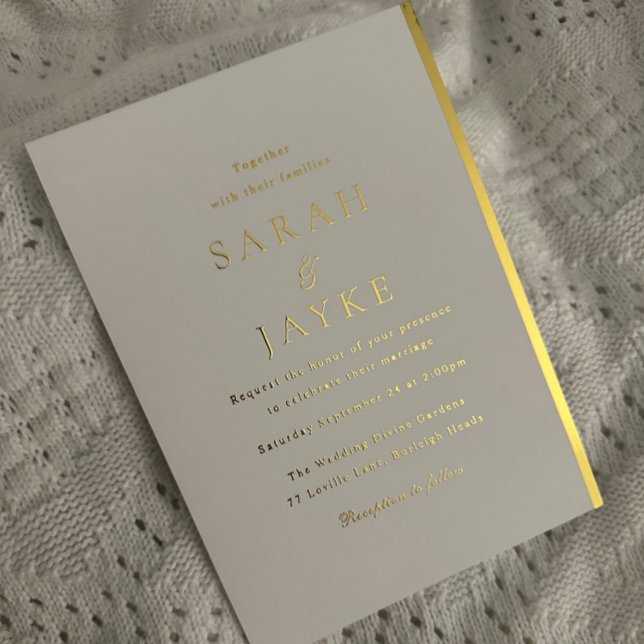 Invitación Con Relieve Metalizado Relieve metalizado dorado Boda moderno elegante (Subido por el creador)