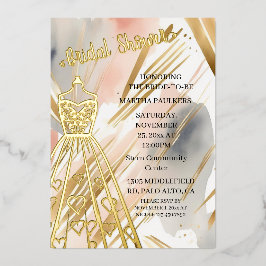 Invitación Con Relieve Metalizado Relieve metalizado dorado Boda Vestido Bridal Show