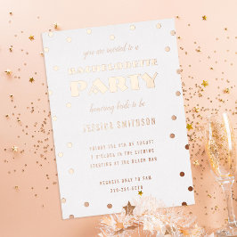 Invitación Con Relieve Metalizado Relieve metalizado dorado Confetti Bachelorette