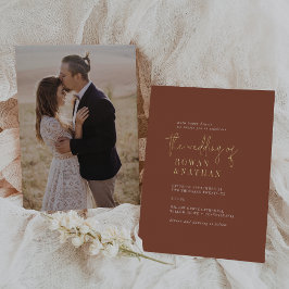 Invitación Con Relieve Metalizado Relieve metalizado dorado de Moda moderna Terracot